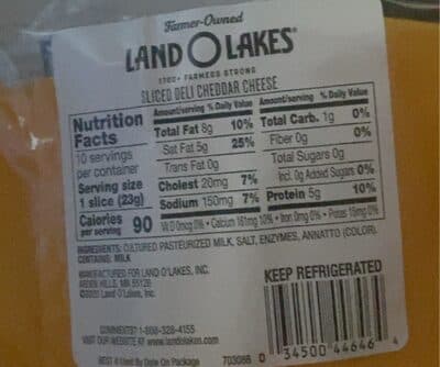 Sliced deli cheddar cheese