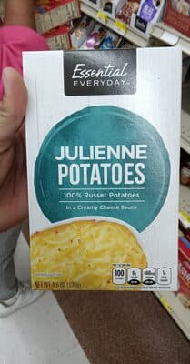 100% russet julienne potatoes in a creamy cheese sauce
