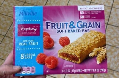 Raspberry flavored fruit & grain soft baked cereal bar
