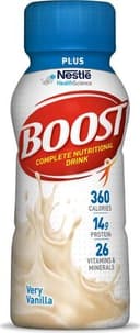 Boost plus complete nutritional drink very vanilla bottle