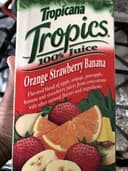 100% juice, orange strawberry banana