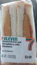 Peanut butter and strawberry jelly sandwich