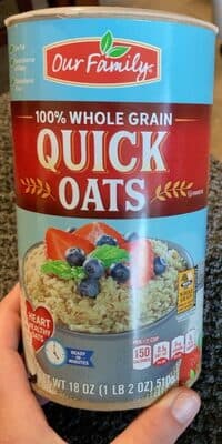 100% natural rolled quick oats