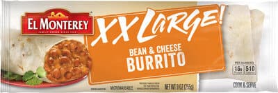 Xx large! bean & cheese burrito