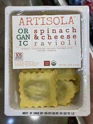 Organic spinach & cheese ravioli