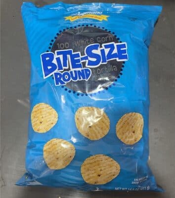 100% white corn Bite-size Round tortilla chips