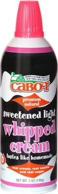 Cabot Premium Sweetened Light Whipped Cream 7 Oz