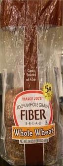 100% Whole Grain Fiber Bread Whole Wheat