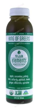 Suja, elements, king of greens juice, apple, celery, cucumber, kale, collard greens, lemon, ginger, spinach, chlorellla, spirulina