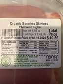 Air Chillled Organic Boneless Skinless Chicken Thighs