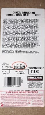 Kirkland Signature - Chicken Sandwich on Sprouted Grain Bread