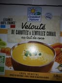 velouté de caroyyes et lentilles corail