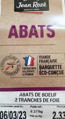 ABATS DE BŒUF 2 tranches de foie