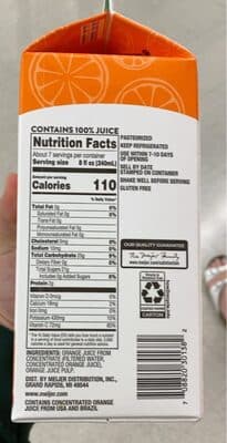 100% Pure Orange Juice From Concentrate, Orange