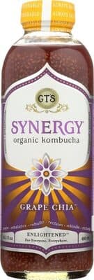Synergy, Organic Raw Kombucha, Enlightened, Grape Chia