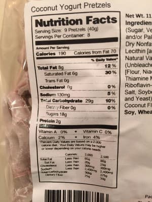 The fresh market, coconut yogurt pretzels