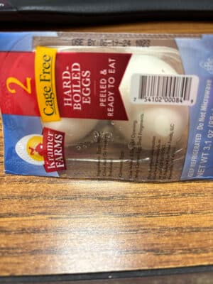 2 cage free hard boiled eggs