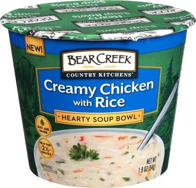 Country kitchens hearty soup bowl creamy chicken with rice