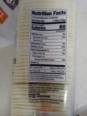 120 slices white pasteurized process american product