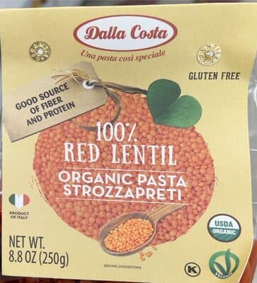 100% Red Lentil Organic Strozzapreti Pasta