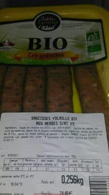 Saucisses volaille bio aux herbes