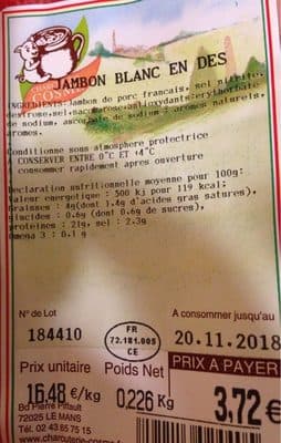 Jambon blanc en dés