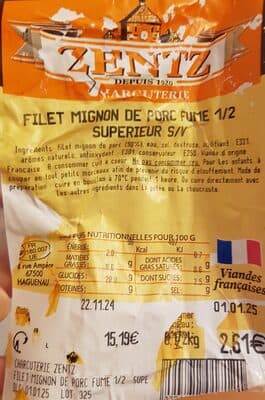Filet mignon de porc fumé supérieur