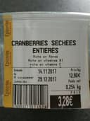 Cranberries Séchées Entières