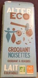 Chocolat croquant noisette lait équitable