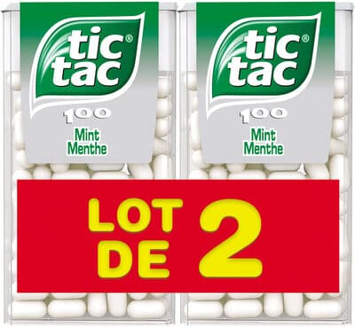 Bonbons tic tac goût menthe 2x49g