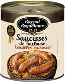 Saucisses de Toulouse et lentilles cuisinées en conserve