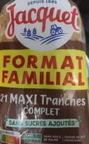 Pain de mie complet maxi sans sucres ajoutés format familiale