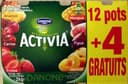 Activia (Ananas, Cerise, Fraise, Mangue, Figue, Abricot) 12 Pots + 4 Gratuits