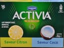 Activia saveur Citron et saveur Coco