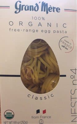 100% organic free-range egg pasta