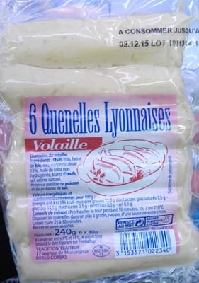 6 Quenelles Lyonnaises Volaille