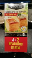 6 bouchées carrées au beurre à garnir