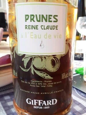 Prunes reines Claude à l'eau de vie