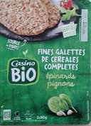 2 Fines galettes de céréales complètes Epinards Pignons BIO