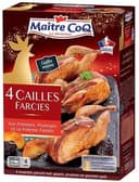 4 cailles farcies aux pommes, pruneaux et poitrine fumée