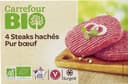 4 Steaks hachés Pur bœuf 15% Mat. Gr.* *Pourcentage de matières grasses inférieur à 15%. Rapport collagène sur protéines de viande inférieur à 15%.