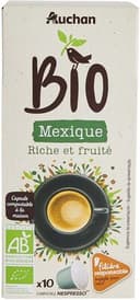 AUCHAN CAFE FILIERE BIO MEXIQUE COMPATIBLE NESPRESSO HOME COMPOST Riche et fruité