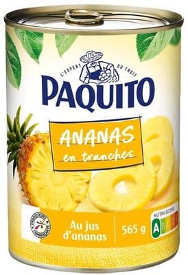 ANANAS EN TRANCHES AU JUS D'ANANAS - boîte 3/4