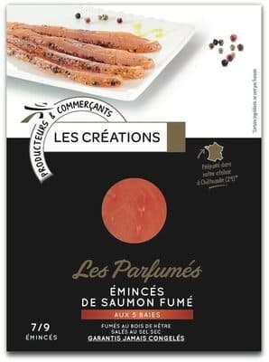 Emincés de saumon atlantique fumé 5 baies 100g