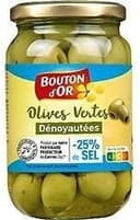 Olives vertes dénoyautées - allégée en sel