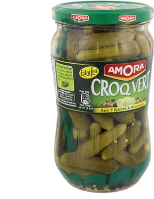 Amora Croq'Vert Cornichons Extra-Fins aux 5 Epices et Aromates 380g