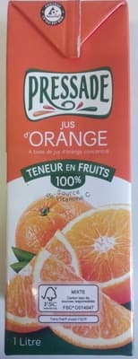 100% Jus d'orange à base de jus d'orange concentré
