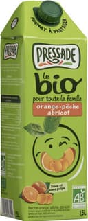 Jus d'orange pêche abricot bio