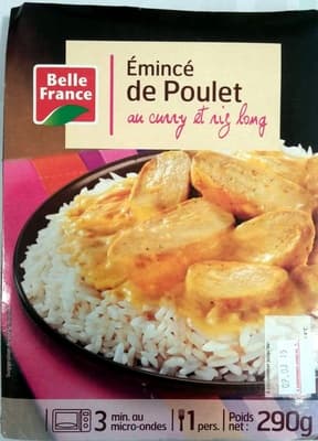 Émincé de Poulet au curry et riz long