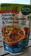 Salade de lentilles, épeautre & tofu fumé
